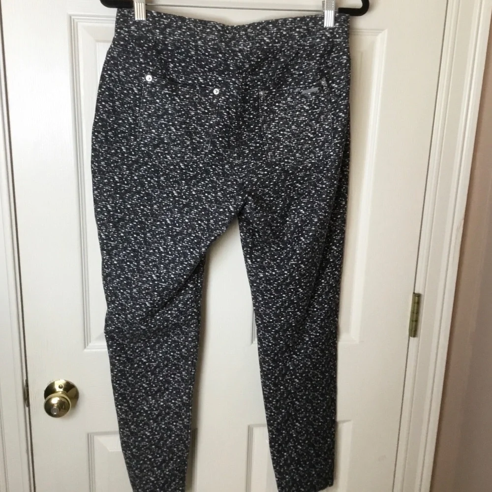 Michael Kors Black & White Stretchy Pull-on Speckled Pants - L